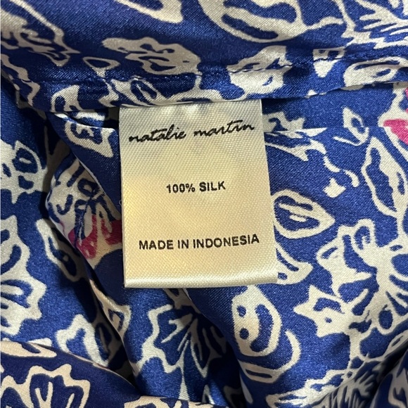 NWT Natalie Martin 100% Silk Naomi Floral Print Pelicano Blue Maxi Dress Size S - Picture 11 of 11